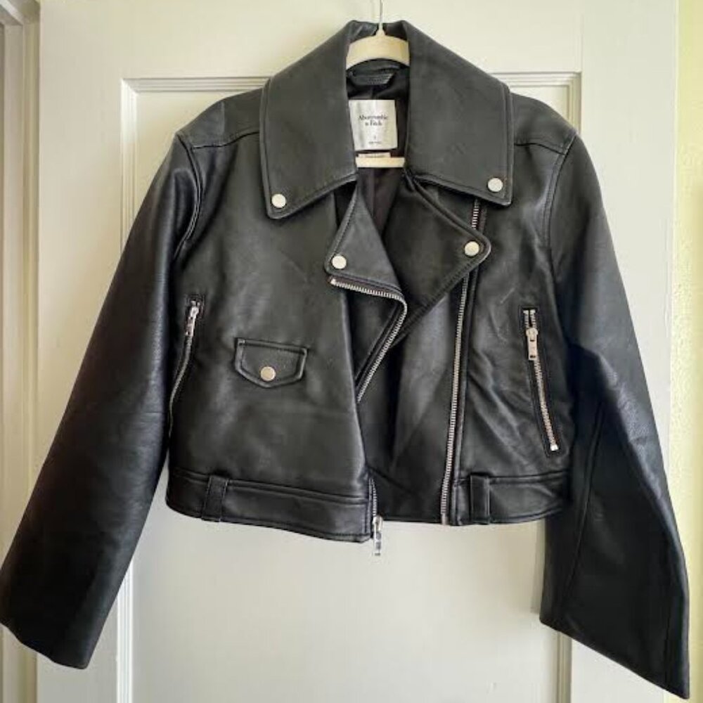 Abercrombie Vegan Leather Moto Jacket Size S
